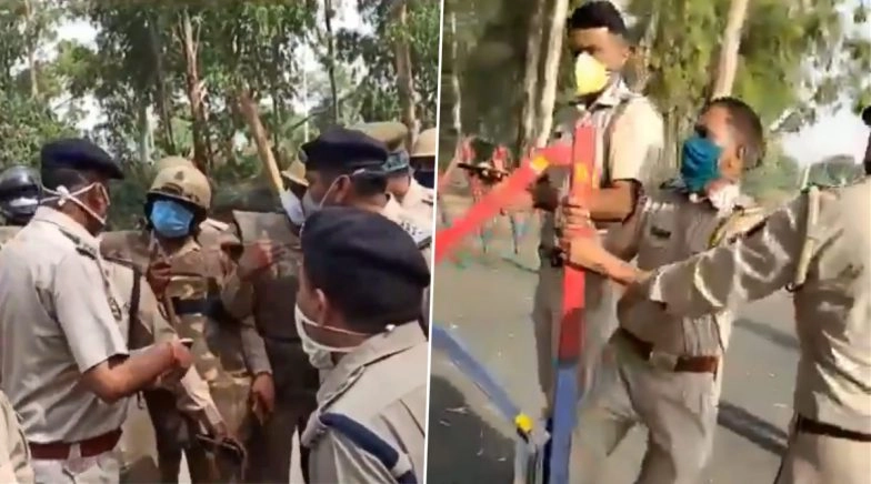 UP, Rajasthan Policemen Get Into Brawl at Mathura Border Over Entry of Migrant Workers, Watch Video
