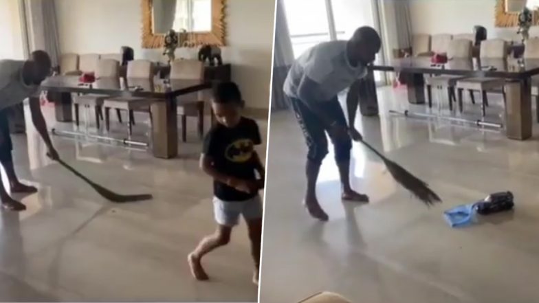 Shikhar Dhawan Cleans His House, Thanks to Son Zoravar’s Creative Idea (Watch Video)