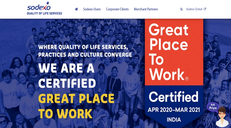 Sodexo BRS India Certified as 'Great Place to Work 2020'