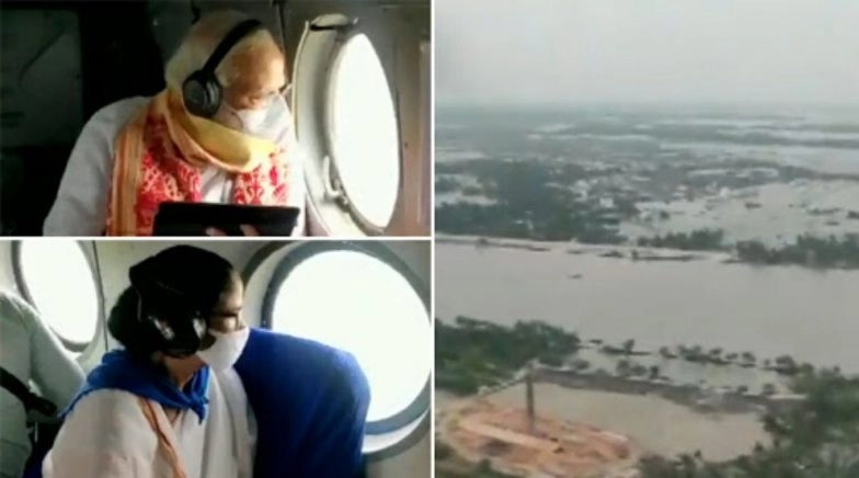 PM Narendra Modi& Mamata Banerjee Conduct Aerial Survey of Areas Affected Due to Amphan