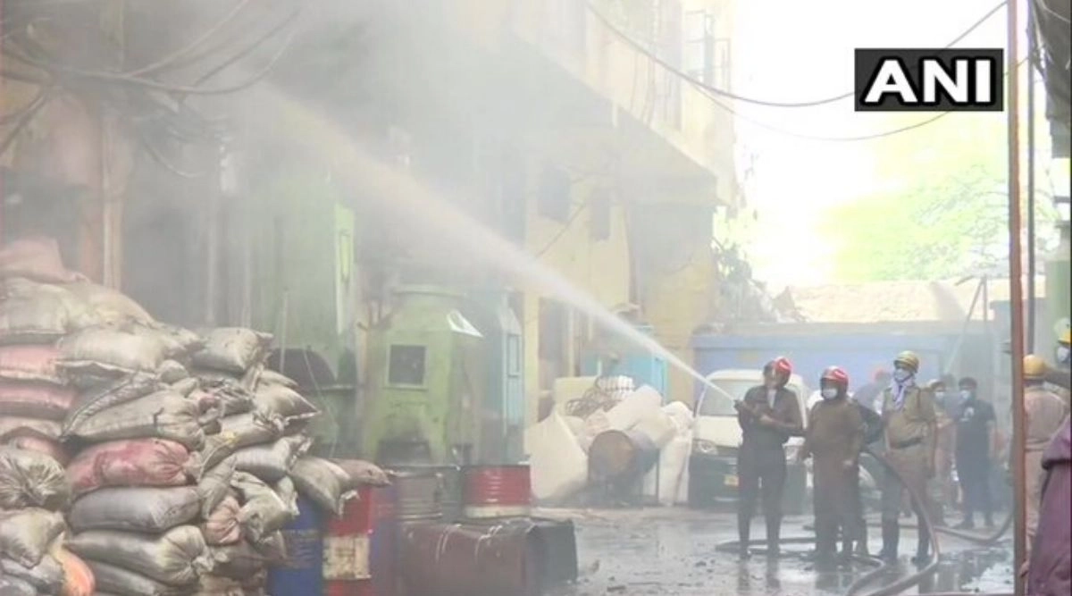 Delhi Firefighting Operations Underway at Footwear Manufacturing
