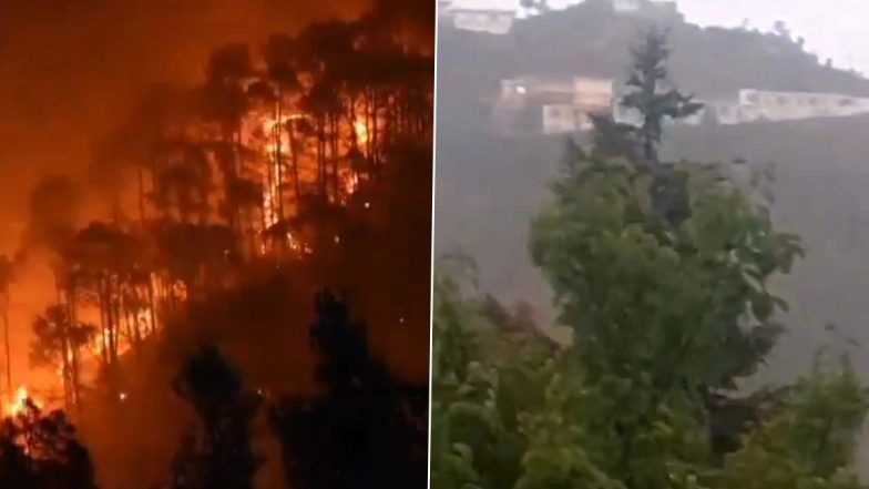 Uttarakhand Forest Fires: Video of Region Receiving Rainfall Surfaces Online, Weather Update of Chamoli, Rudra, Tehri And Other Parts of The State Indicates Cloudy & Rain Forecast