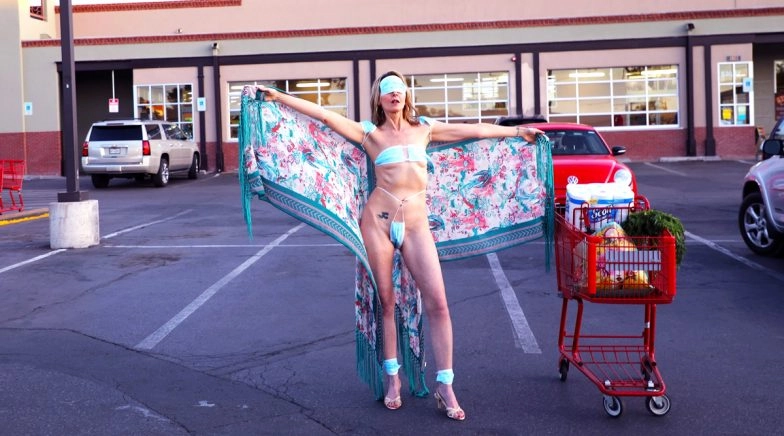 Woman Wears Face Masks As Bikini Protesting Outside Trader Joe’s Against COVID-19 Lockdown 