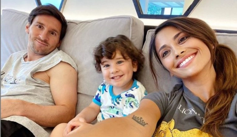 Lionel Messi Lets his Hair Down With Wife Antonela Roccuzzo & Son Ciro 