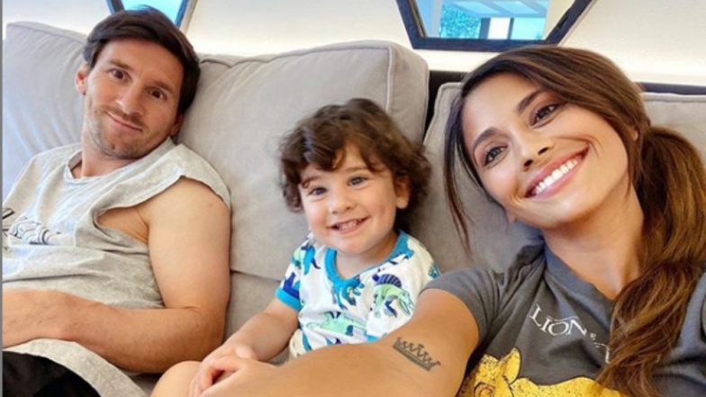 Lionel Messi Lets his Hair Down With Wife Antonela Roccuzzo & Son Ciro After Training at Barcelona (See Pic)