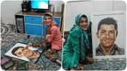 Cristiano Ronaldo Portrait by Fateme Hamami Nasrabadi, Physically Challenged Iranian Artist, is Amazing! (See Pics)
