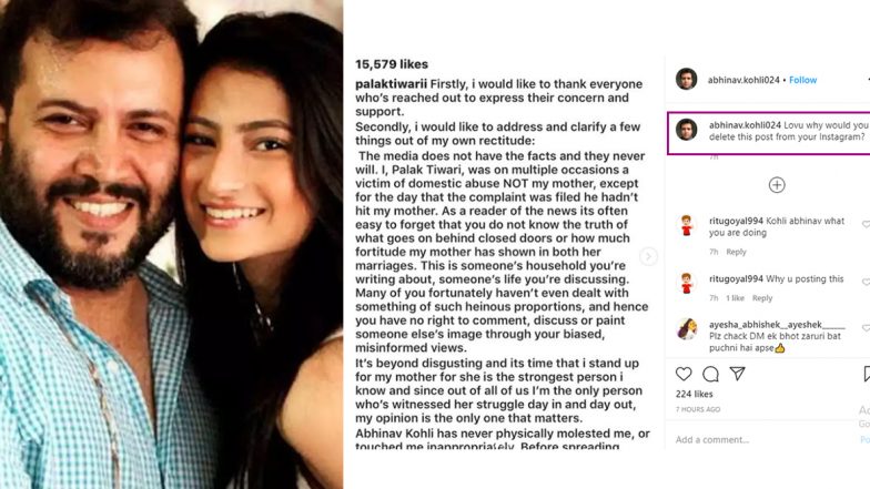 Abhinav Kohli Claims Palak Tiwari’s ‘Clarification’ Post Was 'Deleted and Re-Inserted', But Looks Like He Needs Some Fact Check (View Posts)