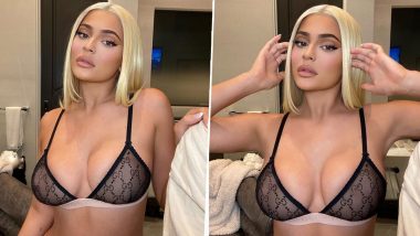 Kylie Jenner poses in sexy Gucci bra as she shows off new blonde hair