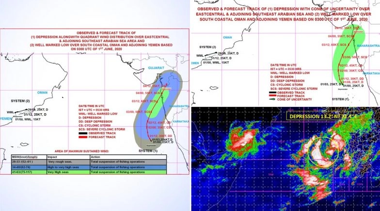 Nisarga Cyclone Path: Depression Lies Close to Goa, Mumbai and Surat on Monday
