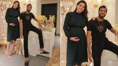 Hardik Pandya and Wife Natasa Stankovic Strike a Pose at Their Baby Shower Ceremony (View Pic)