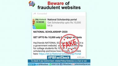 National Scholarship Portal Offering Scholarship of Rs 10,000 for College Students? PIB Debunks Fake News, Here’s the Truth Behind the Viral Post