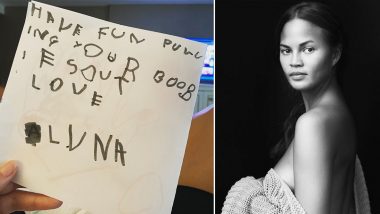 Chrissy Teigen Finally Gets Her Breast Implants Removed BUT It Is the 'Boobies Out' Handmade Card from Baby Luna That Is Winning Hearts On Instagram