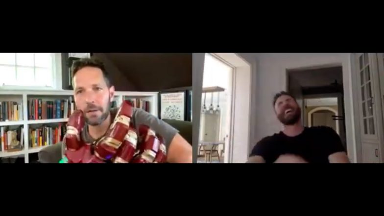 Chris Evans Can't Stop Laughing After Avengers Endgame Co-Star Paul Rudd Wears Thanos' Infinity Gauntlet (Watch Video)