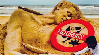 On International Day Against Drug Abuse and Illicit Trafficking 2020, Sudarsan Pattnaik Creates Powerful Sand Art Urging People to Say No to Drugs (View Pic)