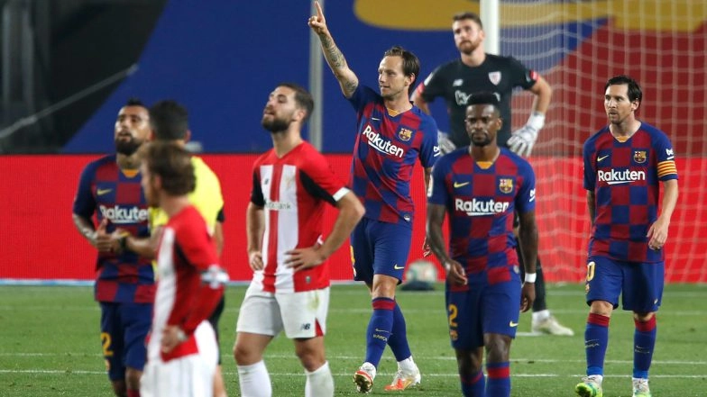 Barcelona 1–0 Athletic Bilbao, La Liga 2019–20 Match Result: Ivan Rakitic Guides Catalan’s to Narrow Win, Fans Praise Riqui Puig’s Impact (Watch Goal Video Highlights)