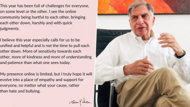 Ratan Tata Calls For Stopping Online Hatred and Bullying, Says Support Each Other