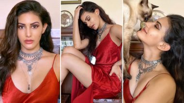 Amyra Dastur Is A Ravishing Red Silken Satin Delight In This Stay At Home Photoshoot Latestly