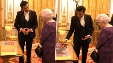 Chef Vikas Khanna Presents His Book Utsav to Queen Elizabeth II, Breaks Protocol And Requests Table to Show the 'Pride And Beauty' of India (Watch Video)