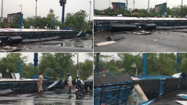 DND Flyway Blocked After Billboard Collapses Due to Rainfall and Strong Winds in Delhi NCR