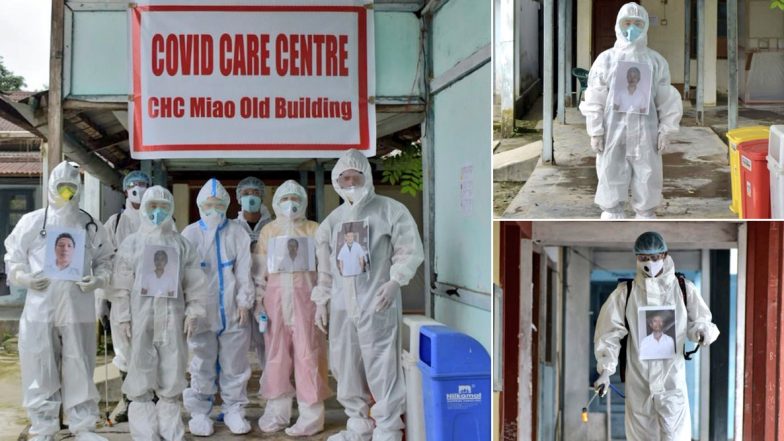 Coronavirus Frontline Workers in Arunachal Pradesh Hospital Pin Their Photos to PPE Kits to Give a Human Touch to Patients in Distress (See Pictures)