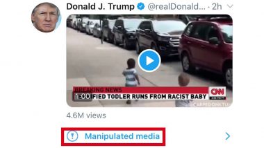Twitter Labels Donald Trump's Tweet of Edited Video of Toddlers Hugging as Manipulated Media, Netizens Have Mixed Reactions About This Move