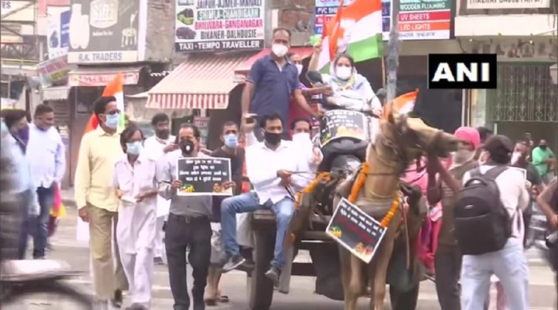 Punjab Congress Workers Protest Against Fuel Price Hike