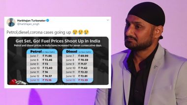 Harbhajan Singh Shares Chart of 7-Day Consecutive Fuel Price Hike, Says ‘Petrol, Diesel, Corona Going Up’