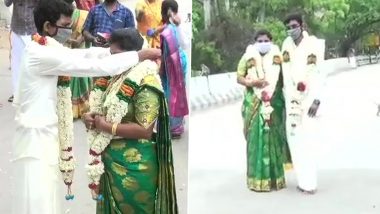 Wedding in Times of Coronavirus: Kerala-Tamil Nadu Couple Ties Knot At Chinnar Bridge Connecting Both The States; See Pics