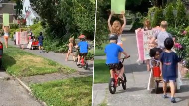 Little White Kids Doing Black Lives Matter Protest by Carrying Their Black Friends in a Toy Cart is The Cutest BLM Demonstration (Watch Viral Video)