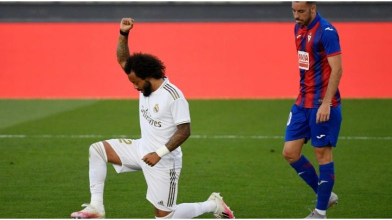 Marcelo Takes a Knee for Black Lives Matter Movement After Scoring in Real Madrid’s 3–1 La Liga 2019–20 Win Against Eibar (Watch Video)