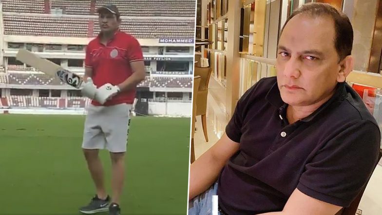 ‘Timing It Like Old Times’: Mohammad Azharuddin Rolls Back the Years and Picks Up a Cricket Bat Again (Watch Video)
