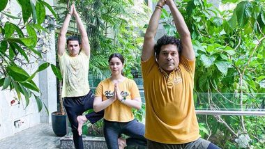 Sachin Tendulkar Celebrates Father’s Day and International Yoga Day With Son Arjun and Daughter Sara (View Post)