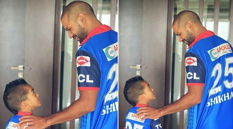 Shikhar Dhawan and Son Zoravar Pose in Delhi Capitals Jersey As They Miss IPL Action