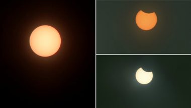 Solar Eclipse 2020 Latest Pics From India: Twitterati Share Photos of Surya Grahan as Seen From Jammu, Mumbai, Delhi, Gandhinagar, Jaipur and Other Indian Cities