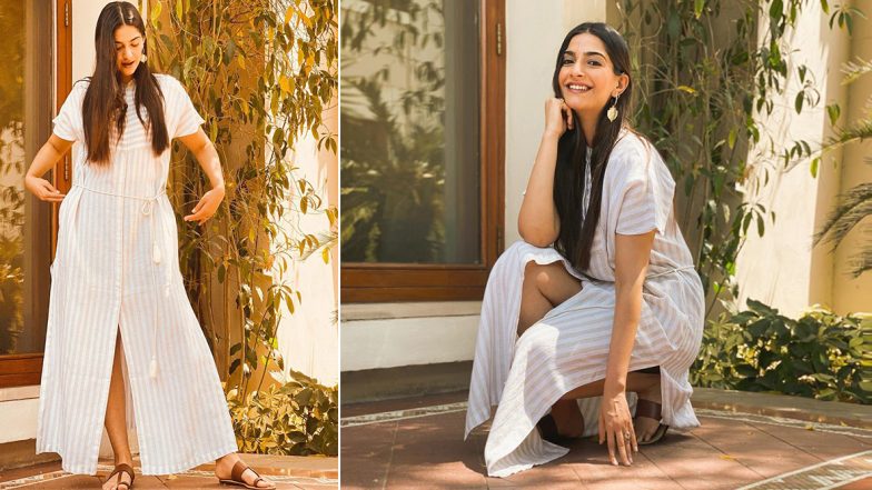 Sonam Kapoor Ahuja Is Basking in the Golden Hour of the Day Wearing a Striped Kaftan Dress!
