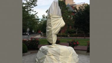 George Floyd Protests: Mahatma Gandhi's Statue Outside Indian Embassy in Washington DC Desecrated by Unruly Protestors of Black Lives Matter