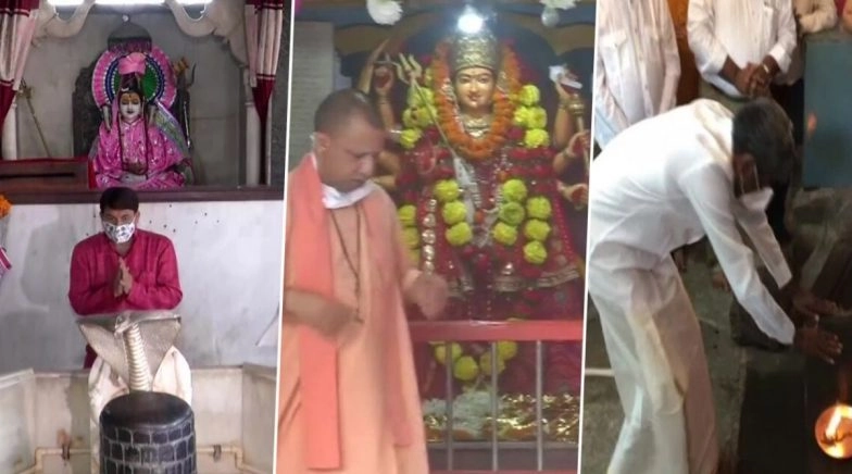 UP CM Yogi Adityanath, BJP MP Manoj Tiwari & Other Political Leaders Offer Prayers in Temples
