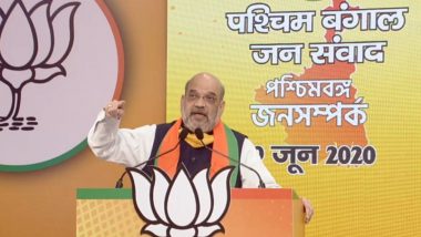 Amit Shah Virtual Rally: Home Minister Attacks CM Mamata Banerjee During West Bengal Jan-Samvad Rally, Says 'Stop Doing Politics on the Rights of Poor People'