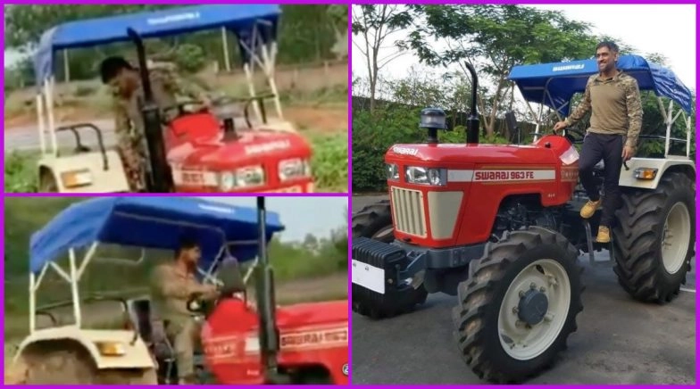 MS Dhoni Ploughs Field on a Tractor at His Ranchi Farmhouse, Video Goes Viral
