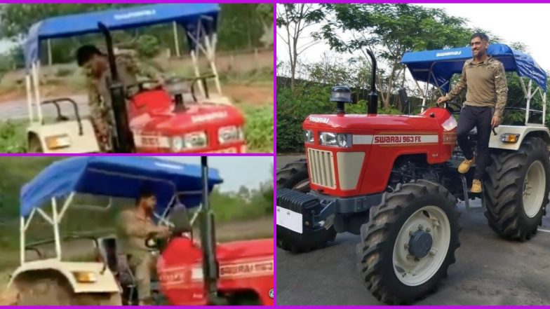 MS Dhoni Turns Farmer, CSK Captain Seen Ploughing Field on a Tractor at His Ranchi Farmhouse (Watch Viral Video)