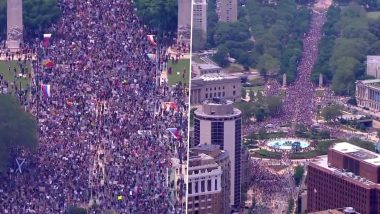 Black Lives Matter Protests: Aerial Footage Shows Crowds Swelling Dramatically in Philadelphia, Protesting Against George Floyd’s Killing