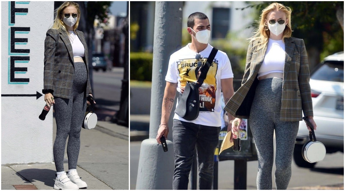 Pregnant Sophie Turner flaunts baby bump in leggings and crop top