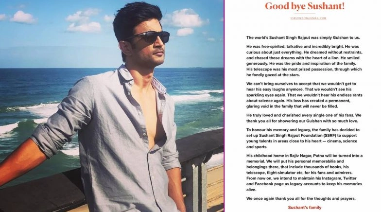 Sushant Singh Rajput's Family Bids Final Adieu To Late Star, Releases Statement