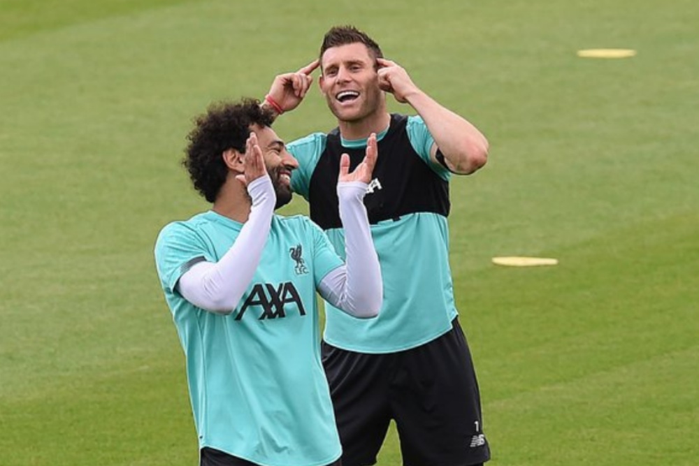 Liverpool FC - All smiles from Mohamed Salah in training last night 