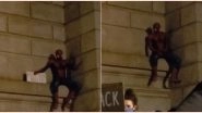 Spiderman Scales Manhattan Bridge During Black Lives Matter Protest in New York And People Request Him to 'Do a Flip' (Watch Viral Video)