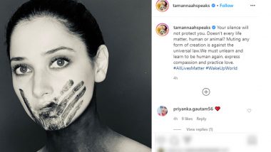 Tamannaah Bhatia Wears Black Paint As She Stands For #AllLivesMatter; Fans Finds Her Post Silly and Insensitive
