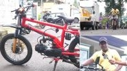Kerala Boy Makes Light Motorcycle That Can Run Up to 50 Kms in 1 Litre Petrol, Says He Made It Using Scrap Materials From Father&rsquo;s Automobile Workshop; See Pics