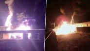 Andhra Pradesh: Three Coaches of Goods Train Carrying Oil Tankers Catch Fire After Getting Derailed Between Surareddipalem and Tangutur Stations