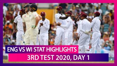 ENG vs WI Stat Highlights 3rd Test 2020 Day 1: Jos Buttler, Ollie Pope Give England Early Advantage