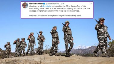 CRPF Raising Day 2020: PM Narendra Modi Greets Paramilitary Personnel, Says 'They Are At Forefront in Keeping Nation Safe'